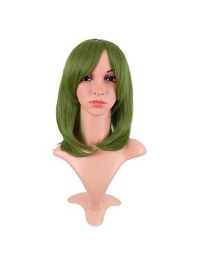 16Inch Women's Olive Green Fashion Bob Wig 40 cm Synthetic fiber Hair Side Bangs